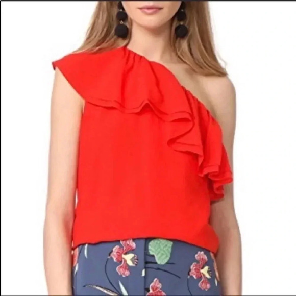 Rebecca Taylor silk one shoulder ruffle top - Picture 1 of 7